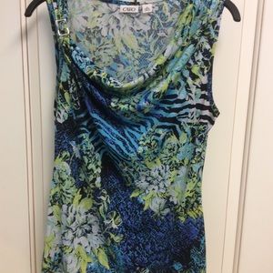 Multicolor and pattern blouse with slide buckle